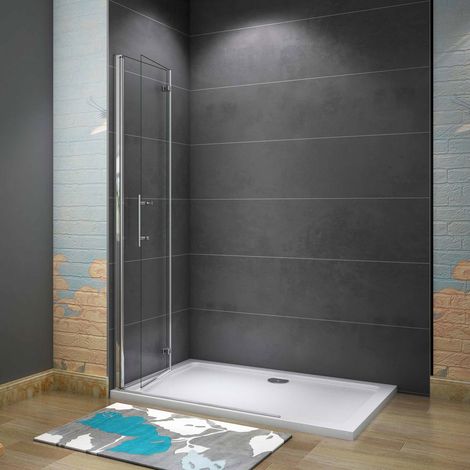 120x195cm Walk in Faltbar+drehbar Nano ESG Glas Duschwand Duschtür Duschabtrennung Dusche (1/5)