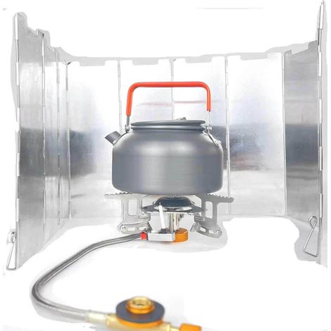 Pare-vent pliable, léger et portable pour réchaud de camping ou de pique-nique. Idéal pour le camping et les pique-niques. (1/5)