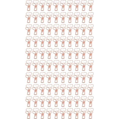 100 Pcs Attaches Documents en Forme de Cœur Métal Rose - Agrafeuse Bureau Pratique (1/5)