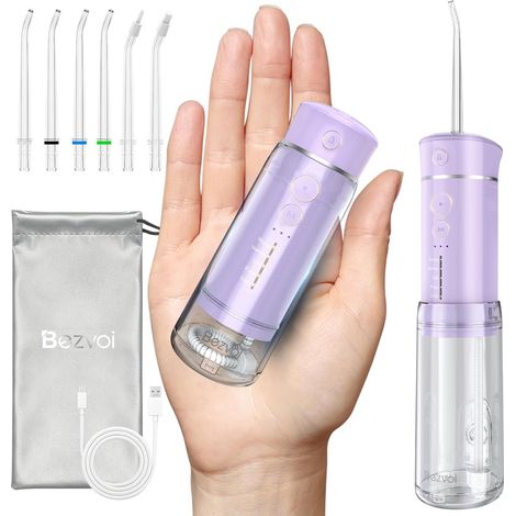 Mini Travel Water Flosser 5 Modes, 6 Tips, Telescopic Tank (1/5)
