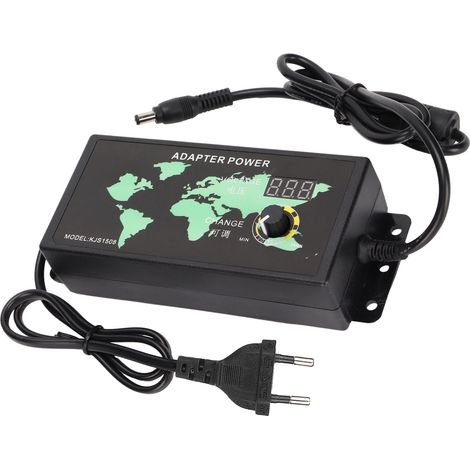 Adaptateur secteur avec affichage numérique LED 120 W 10 A 3-12 V, tension réglable et régulation de vitesse, prise 100-240 V EU (1/5)