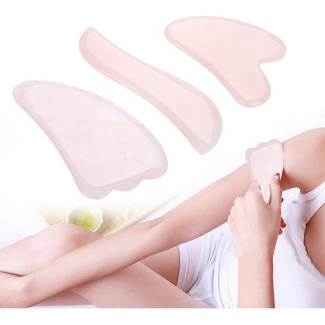 Set mit 3 Rosenquarz-Gua-Sha-Werkzeugen – Gesichtspflege- und Anti-Aging-Massagegerät (1/5)