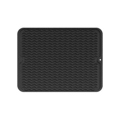 Tapis d'égouttage - Silicone - Résistant à la chaleur - Antidérapant - Tapis de vaisselle - Tapis de séchage pour la cuisine - Noir - 30 x 40 cm - 1 pièce