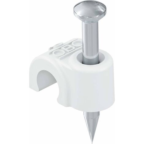 OBO Bettermann Clip de clou ISO 6mm, L35 Polypropylène blanc pur RAL 9010, 2225425 (1/2)