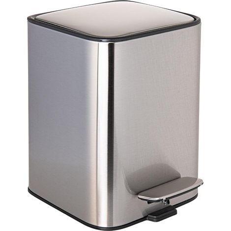 Poubelle Salle de Bain à Pédale 3L, Argenté, Seau Intérieur Amovible (1/5)