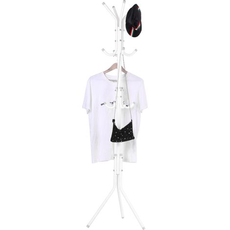 SJLERST Perchero metálico con múltiples ganchos, perchero para sombreros, soporte para árbol, colgador de bolsas de ropa, organizador para dormitorio (blanco) (1/3)