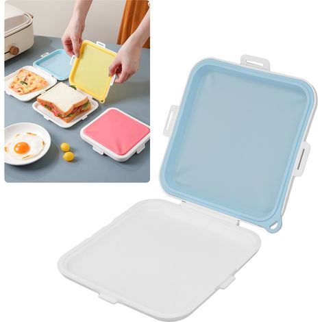 Boîte à Sandwichs Portable pour Étudiants et Professionnels - Idéale pour Déjeuner au Bureau ou Pique-nique - Conteneur Hermétique Bleu