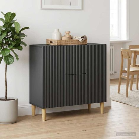 Buffet avec tiroirs et portes, meuble de rangement noir en bois d’ingénierie 89 x 34,5 x 60 cm - PANGIVO (1/5)