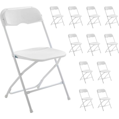 Rekkem – Lot de 12 chaises pliantes blanches – Structure acier époxy – Assise PEHD – Usage intérieur/extérieur – Charge max 110 kg (1/9)