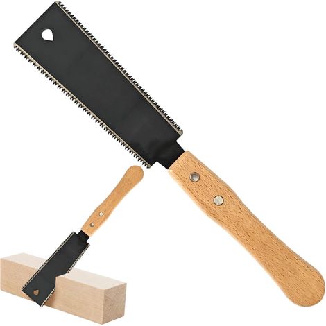 Sierra japonesa para madera 2 en 1: sierra de mano de doble diente para cortes rápidos y precisos, hoja de acero SK5 ultradelgada y duradera para cortes exactos. Ideal para bricolaje y carpintería. (1/5)