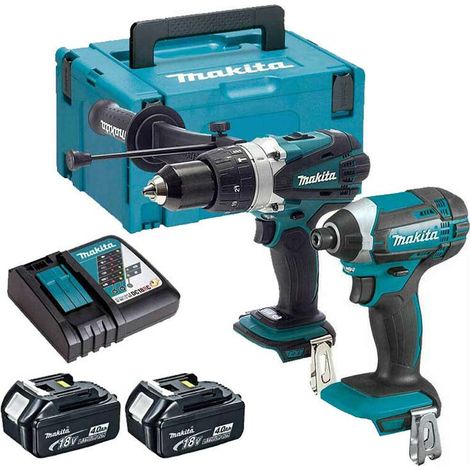 Makita DLX2145MJ Cordless 18V LXT Power Tool Twin Pack Combi Drill, Impact Driver With 2x4Ah Batteries, Charger And Carry Case