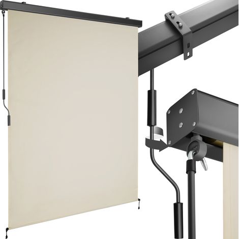Store banne verticale 2 supports muraux 140 x 250 cm beige