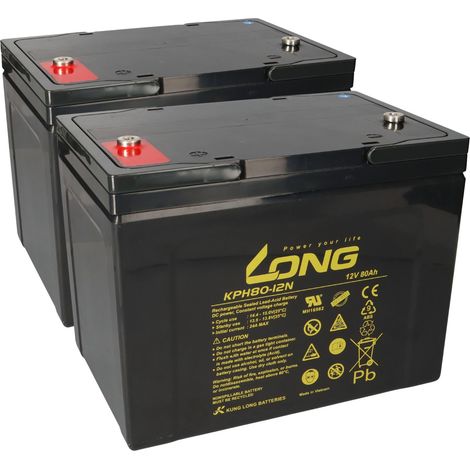 Ersatzakku für Seniorenmobil Elektromobil AS E 450 F 2x Kung Long Bleiakku KPH80-12N M6 12V 80Ah zyklenfest (1/5)