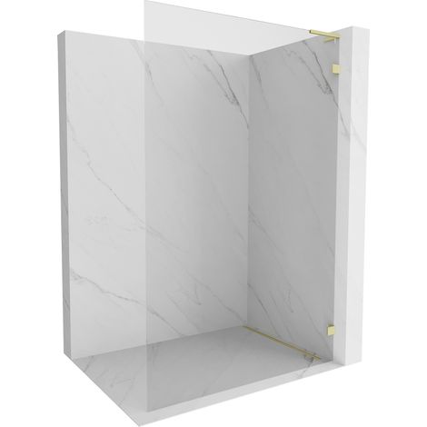 Mexen Lunar L Duschwand Walk-in rechts 90 x 200 cm, transparent 8 mm, gebürstetes Gold - 830L-090-000-55-00-P