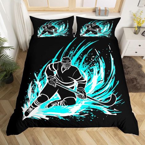 Bettwäsche-Set Eishockey 135x200cm Mikrofaser 3D-Druck für Jungen