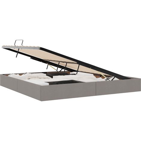 Storage Bed with Headboard Taupe 200 x 200 cm Fabric vidaXL (1/5)