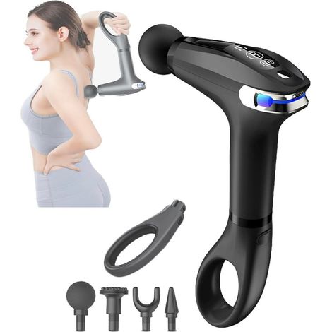 TRADE SHOP - Pistola Massaggio Muscolare A Percussione Con Manico Estensibile Per Corpo 4 Testine - (1/5)