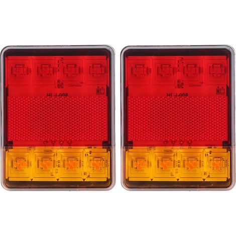 Lot de 2 feux arrière 12V 8 LED avec clignotants et feu stop pour remorque, caravane, pick-up, camping-car et quad. (1/3)