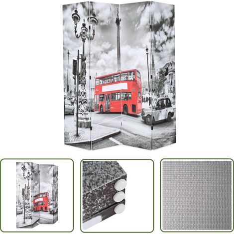 The Living Store Raumteiler klappbar 160 x 170 cm London Bus Schwarz-Weiß - Raumteiler - Paravent - London - Stadtbild - Schwarz Weiß (1/5)