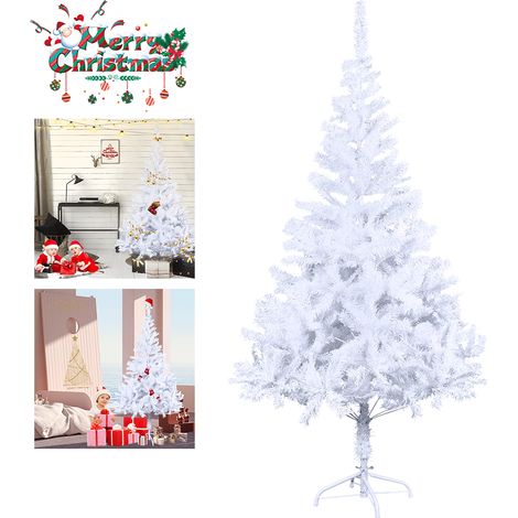 Froadp 210cm Künstliche Weihnachtsbäume Weiß PVC Künstlicher Weihnachten Baum Tannenbaum Kiefernadel mit 750 Stück Zweige & Metall Ständer (1/5)
