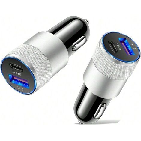 Chargeur de voiture USB-C rapide (1 unité), adaptateur allume-cigare USB-C 3.0 PD, 2 ports, 3,1 A, prise allume-cigare USB Type-C - AquaForge (1/5)