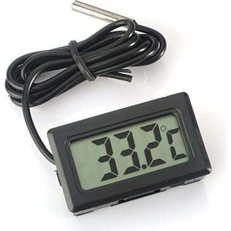 Digital LCD Thermomètre Moniteur de température avec sonde externe étanche pour réfrigérateur/congélateur-Aquarium, de température de l'eau FishTank - Noir, 4,8× 2,8× 1,5 cm (câble: 1M) (1/3)