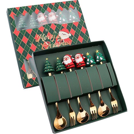 Cuillère - Fourchette - Ensemble De Couverts De Table En Acier Inoxydable - Décor Festif Noël - 5 Pièces (1/5)