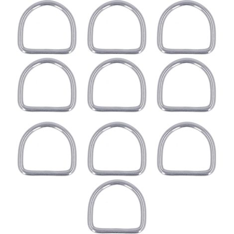 Packung mit 10 nahtlosen D-Ringen aus Edelstahl mit Ösen, für Boote, 50 x 47 x 5 mm / 1,97 x 1,85 x 0,2 Zoll