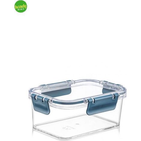 Contenitore per alimenti rettangolare EasyClip H&H in vetro temperato 900 cc