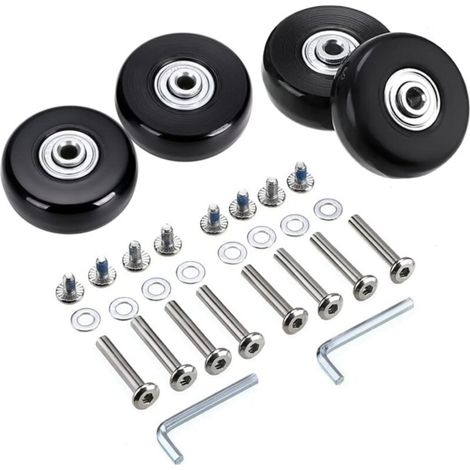 4Pcs 50x18mm Bagages Valise Roues De Rechange, Roulettes Pivotantes En Caoutchouc Roulettes Roulements Kits De Réparation,Noir (1/5)