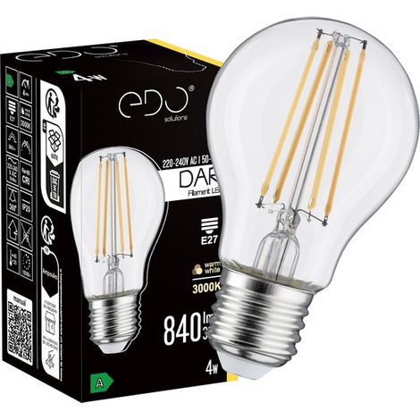 Ampoule à filament DARI LED 4W 840lm E27 3000K chaud A60 Classe A EDO Solutions (1/5)