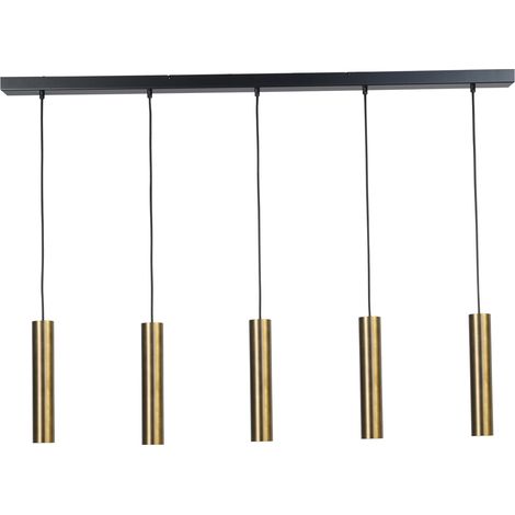 Lampe suspendue noire pour salle à manger Run Cylindres à 5 lumières dorés - 2381-05-10-130-5