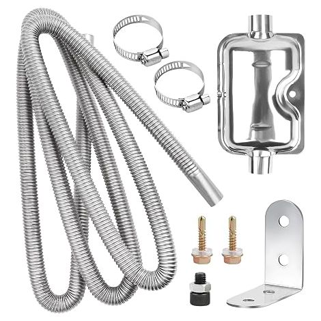 Tuyau d'échappement de 300 cm avec silencieux diamètre intérieur de 25 mm tuyau d'échappement en acier inoxydable avec pinces en acier inoxydable pour chauffage diesel dans camping-car (1/5)