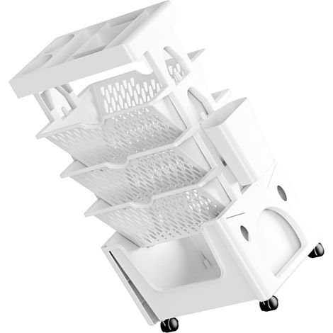 Meuble à livres roulant sur roulettes 5 étagères grande capacité charge lourde chariot utilitaire pour étude cuisine blanc (1/5)
