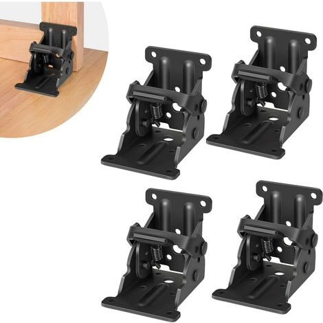 Set di 4 staffe di estensione pieghevoli autobloccanti a 90 gradi con viti e cuscinetti, cerniere per gambe di tavolo resistenti (1/2)