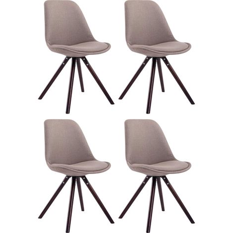 Lot de 4 Chaises de salle à manger Toulouse Tissu Pieds ronds bois Taupe Cappuccino (1/3)