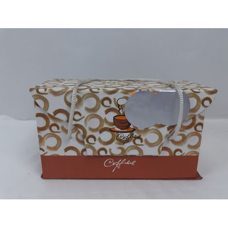 Boîte cadeau thématique Coffee - Anses cordelette et scellés argentés - Design élégant - Voir photos