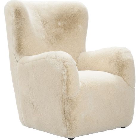Bear Chair - Faux Fur/Rubber Wood - L88 x W78 x H103 cm - Dawn/Black - Partially Assembled