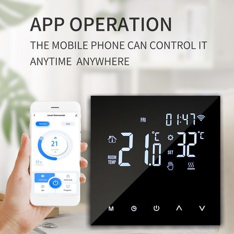 Smart WIFI heating thermostat, digital temperature controller, mobile app control, programmable electric antifreeze for home, school, office (1/5)