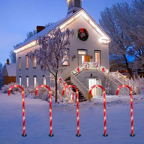 Lot de 5 guirlandes lumineuses de Noël à piles en forme de canne à sucre (1/5)