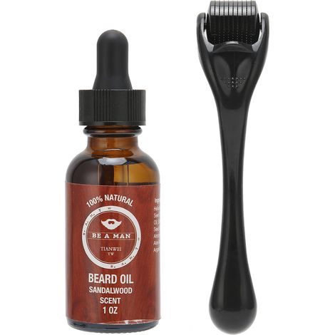 Kit de soin barbe 540 micro-aiguilles + huile de croissance 30ml pour moustache et barbe naturelle (1/5)