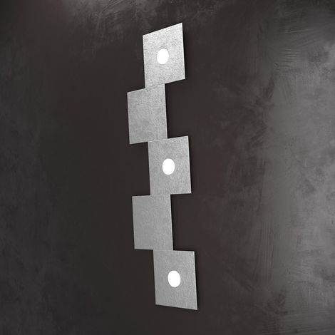 Plafoniera moderna top light eccentric 1156 3l2d gx53 led metallo lampada parete soffitto, finitura metallo foglia argento