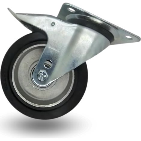 Rueda giratoria, juego de ruedas, freno, 125 mm, 200 kg, bpab 1251, aluminio-caucho (1/5)