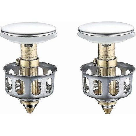 Lot de 2 bondes de lavabo universelles à clapet, bonde de lavabo avec panier, bonde de lavabo de salle de bain, bonde de lavabo de cuisine (1/5)