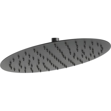 Schlanker runder Duschkopf, 30 cm, schwarzer Stahl, mit Easy-Clean-System (1/2)