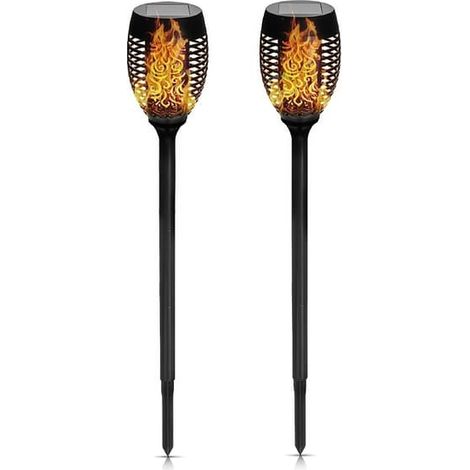Lampe solaire de jardin 74 cm effet flamme, lot de 2 (1/5)