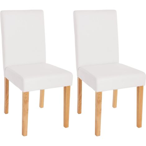[NON UTILIZZATO] Set 2x sedie Littau ecopelle opaca soggiorno cucina sala da pranzo 56x43x90cm bianco piedi chiari