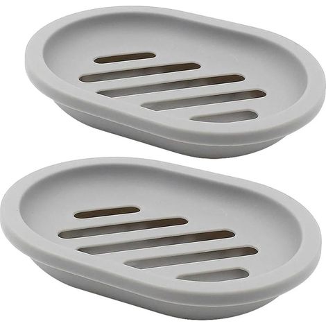 Assiettes de savon 2 pièces de salle de bain grise drainage séchage (1/5)
