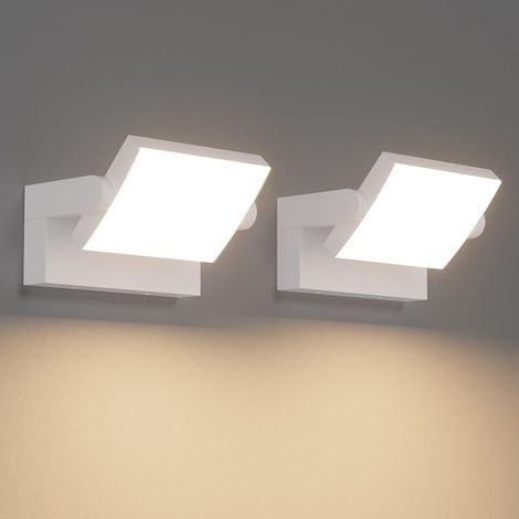 2 Pcs 24W Applique Murale LED Extérieure Intérieur Rotatif, Éclairage Mural Imperméable IP65 Moderne, Lampe Murale pour Jardin Entrée Balcon, Blanc, 1500LM, Blanc Chaud 3000K (1/5)