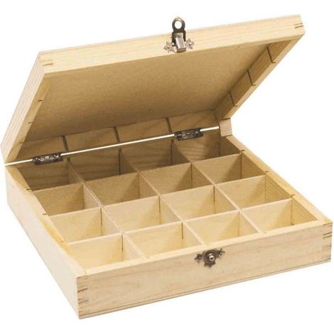 Boîte de rangement - SURDISCOUNT - 16 Compartiments - Bois - Marron - Personnalisable
